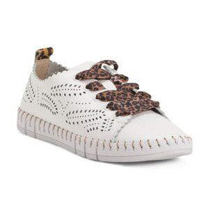 HAPPYMONK Leather Leo Laser Cut Sneakers
